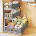 Under Sink Organizer, 3-Tier Thickened Metal Pull out Cabinet Organizer Shelf, Height Adjustable Slide out Storage Drawer Rack for Kitchen Bathroom Pantry Laundry Home Organization, 1-Pack, Grey by HERJOY