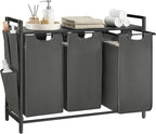 VASAGLE Laundry Hamper with Shelf, 3 Pull-Out Bags, 3 x 10.6 Gallons (40 L) by Unknown