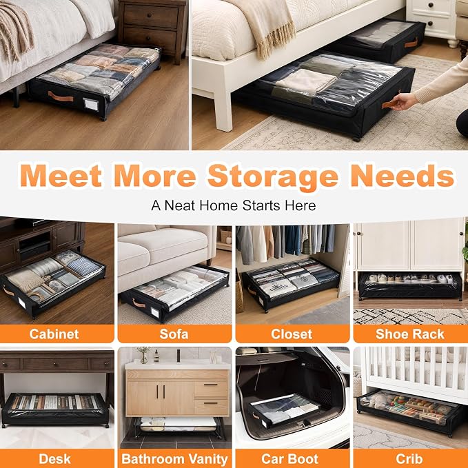 92L Extra Large Under Bed Storage with Wheels, 39.4" Extra Long Storage Box - Image 8