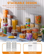 Airtight Food Storage Containers with Lids, 15 PCS Kitchen and Pantry Organization Canisters, BPA-Free, PVC-Free, Food-grade Plastic Leak-proof Jars for Cereal, Flour, Sugar, Extra 24 Labels & Marker - Image 6