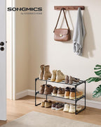 SONGMICS Shoe Rack, 2-Tier Shoe Organizer, Metal Storage Shelf | for Entryway, Upright or Upside Down, for 6-9 Pairs, Stackable, 11.8 x 26.8 x 14.6 Inches, Black ULSA202B01 - Image 3