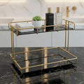 2-Tier Black Marble Bathroom Countertop Organizer – Glass Shelves & Gold Metal Frame, Stylish Vanity Storage Shelf for Perfume, Skincare, Makeup & Toiletries by L%C3%A9azora