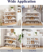Kitsure Shoe Rack - Non-Woven Shoe Rack Shelf, Shoe Organizer for Closet, Entryway, Garage & Corridor, Stackable Shoe Shelves, 27.5" Wide - 3 Tier, White | Shoe Organizer for Closet, Entryway, Garage, Stackable Shoe Shelves, college dorm&apartment esse... - Image 9
