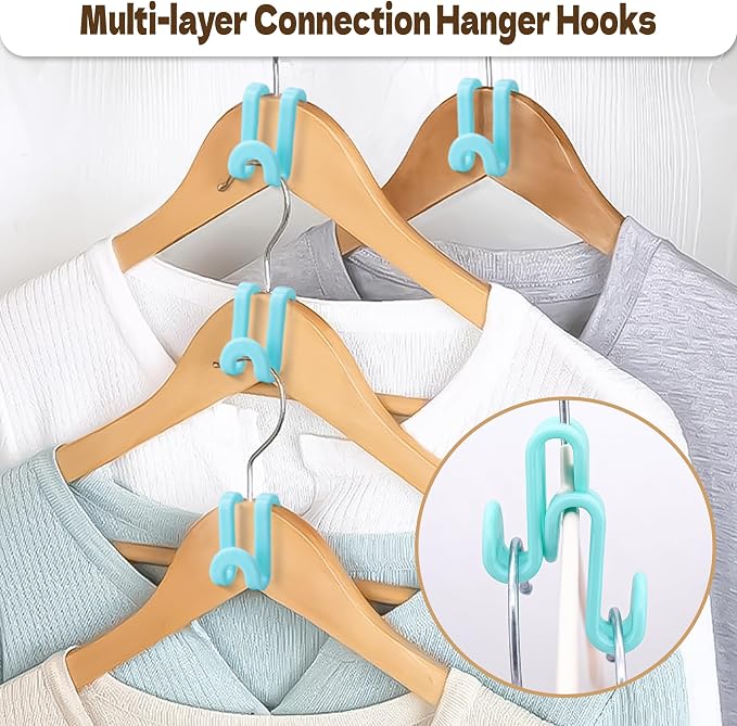 Mlici 60 Pack Space Saving Hanger Connector Hooks for Closet, Sky Blue - Image 3