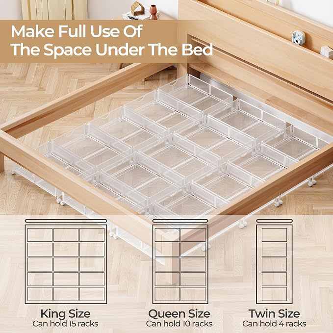 Yecaye Under Bed Storage with Wheels, 2 Pack Under Bed Shoe Storage, White | Sturdy All-Metal Frame, Foldable, 360° Rolling Wheels, Tool-free Assembly, Underbed Storage Drawers for Shoes, Toys, Clothes - Image 8