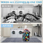 Colourful Paw Prints Laundry Basket Collapsible Laundry Hamper with Handle, Oxford Clothes Storage Bin for Bathroom Bedroom Room Decor 16" X 20.8" - Image 4