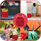 Cleaning Caddy for Cleaning Supplies,17L Cleaning Supply Caddy with Handle Foldable Cleaning Supplies Organizer Bucket Cleaning Products Organizers for Home, Garden (Red) - Image 7