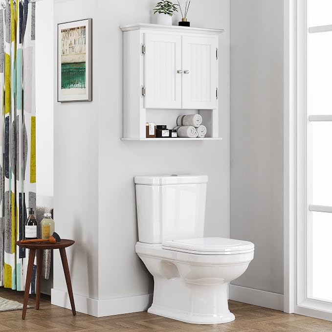 UTEX Bathroom Wall Cabinet Over Toilet, White Wall-Mounted Medicine Cabinet - Image 4