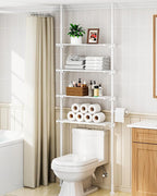 ALLZONE Adjustable Over The Toilet Storage Shelf, 4-Tier Ample Bathroom Organizer and Storage, Tension Mounted Above Toilet Storages Cabinet for Versatility, Fits 66-113 Inch Heights, White by ALLZONE