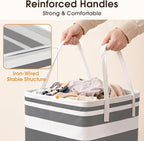 HomeHacks 2 Pack Large Laundry Baskets, Laundry Hampers Bags (Grey 75Lx2) | Waterproof, Freestanding, Collapsible Clothes Hamper with Reinforced Handles in Laundry Room, Dorm, Bathroom, Bedroom - Image 2