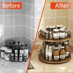 2 Tier Lazy Susan Organizer,2-Tier Spinning Spice Rack with Stable Carousel Base & 4 Height Settings for Cupboard Kitchen Countertop Dining Table Cupboard (Two-Ply(Round)) - Image 4