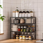 Cabinet Shelf Organizer, Spice Rack,Stackable, Expandable, Rust Resistant, Convenient Kitchen Storage, Metal Shelf for Kitchen, Countertop, Restroom(3Packs/Black,Medium) - Image 2
