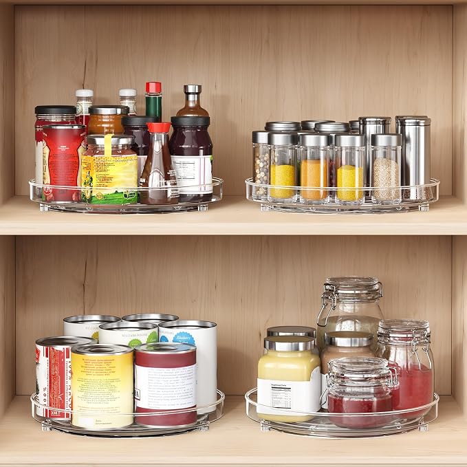 Optish 4 Pack Lazy Susan Organizer, 9.5 Inch Lazy Susan Turntable for Cabinet, Refrigerator Organizer for Pantry Organizers and Storage, Non-Skid Fridge Organizer - Image 7