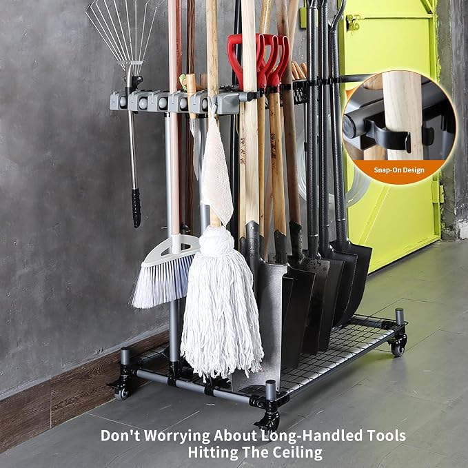 Heavy duty garden tool organizer garage storage holder storage large long farming tools lawn tool metal rack shovel and rake organizer - Image 3