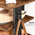 HOOBRO 8 Tiers Vertical Shoe Rack, Wooden Shoe Storage Organizer with Hooks, Narrow Shoe Tower for 8 Pairs, Space Saving, for Entryway, Living Room, Bedroom, Rustic Brown BF07XJ01G1 - Image 7