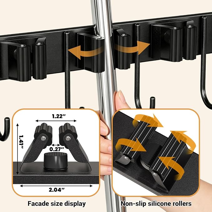 Broom and Mop Organizer Wall Mount, 2 pcs - Image 3