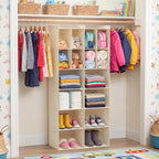 6 Tier Hanging Closet Organizer, 16 Compartments Dual Row Storage, Beige | Closet Organizers and Storage with Large & Small Pockets, 3 Sturdy Hooks Support Heavy Loads, Ideal for Dorm, Garment Rack - Image 2