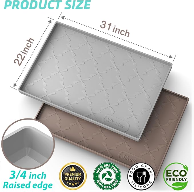 SIKADEER Waterproof Under Sink Mat 31" x 22" Kitchen Cabinet Liner Silicone - Image 3