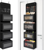 Giraffe Creation Black Over Door Organizer with 4 Large Clear Pockets, Hanging Door Storage for Closet, Bathroom, Bedroom, Dorm, Nursery, Toys, Toiletries, Cosmetics by Giraffe+Creation