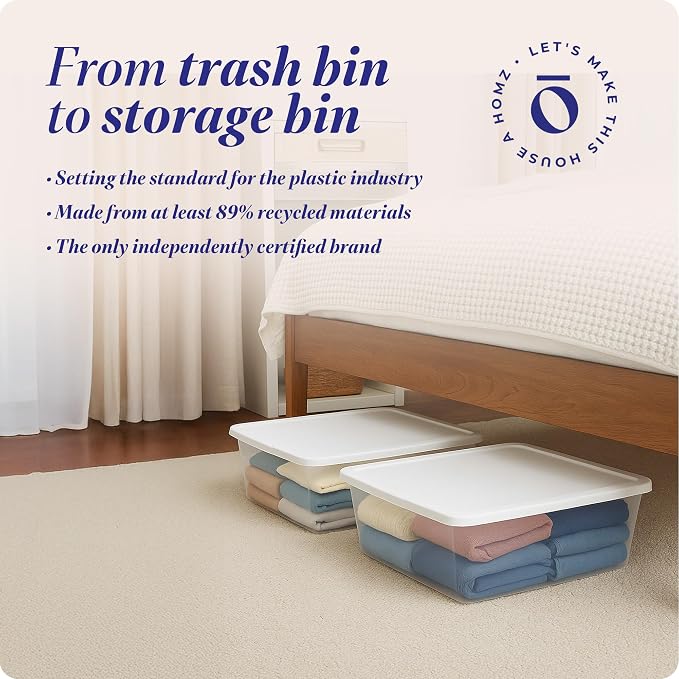HOMZ Snaplock, Small Clear Plastic Storage Organizer Bins w/Lids, 4 Pack | Stackable Container Set for Home, Office Shelves, Kitchen, Garage, and Bathroom Organization - Image 7