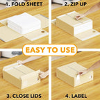 SpaceAid 4 Pack Bed Sheet Organizers and Storage, Foldable Sheet Organizer for Linen Closet, Sheets Set Folder Keeper with Window XL (Queen & King Size) Organizing Bedding Container, Beige - Image 4