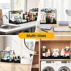 3 Pack, Under Sink Organizer 2-Tier with Slide Out Lower Drawer - Metal Pull Out Cabinet Organizer for Kitchen Bathroom, Includes Removable Center Basket & Storage Shelves, Space Saving Design - Image 6