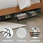 XSCQ Under Bed Shoe Storage with Wheels, Space Saving Shoe Organizer with Sturdy Metal Frame & Breathable Mesh, Suitable Under The Bed, Sofa and Desk, 1 Pack - Image 5