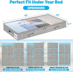 4 Inch Low Profile Under Bed Storage Drawer 2 Pack, Lightweight Underbed Clothes Storage Container Bins With NO STURCTURE, Shallow Storage Bag for Dorm & Home, With Clear Lids & Water-Resistant Fabric - Image 5