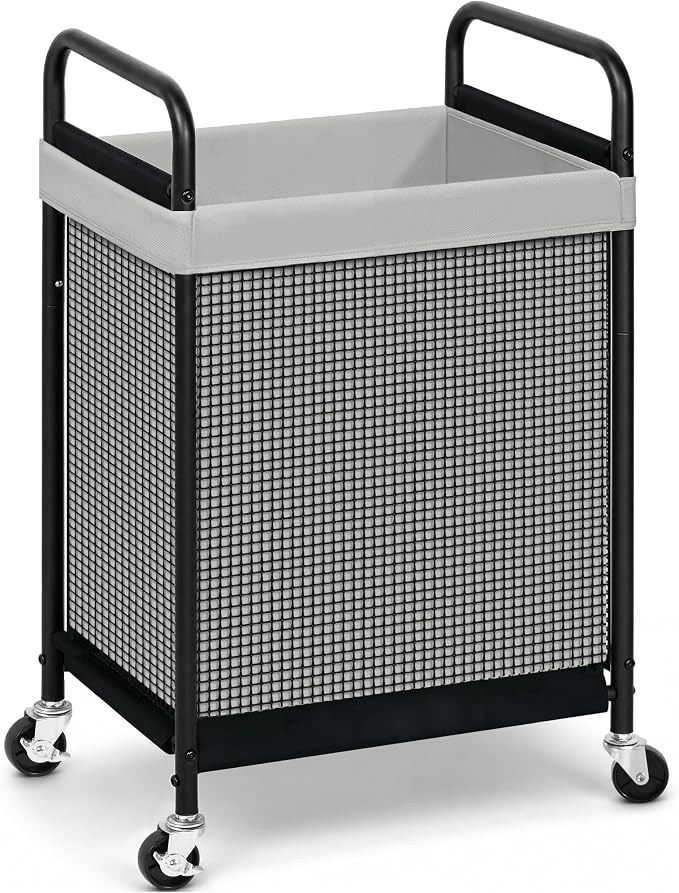 STORAGE MANIAC Rolling Laundry Hamper with Wheels 1-Section Laundry Sorter Rolling Laundrys Basket on Wheels with Removable Bag Clothes Hamper Laundrys Organizer Cart Bathroom Bedroom 90L Grey by STORAGEMANIAC