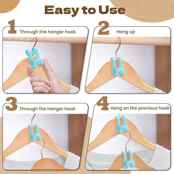 Mlici 60 Pack Space Saving Hanger Connector Hooks for Closet, Sky Blue - Image 7