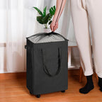 efluky Slim Laundry Hamper with Wheels, Rolling Laundry Basket for Clothes, Small Laundry Basket for Bedroom, Dorm and Laundry Room, 90L (19.8 Gallons) Black - Image 5