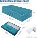 Supowin 2Pack Large Underbed Storage Containers Bin with Lids, Cyan Blue | 6 Inches Tall Under Bed Storage Organizer Box with Handles, Foldable Closet Organizer for Clothes, Blankets, Seasonal Items - Image 2
