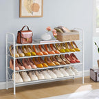 Hoctieon 4 Tier Mesh Style Shoe Rack, Entryway Shoe Shelf, Shoe Storage Organizer, Shoe Rack for Closet, Space Save for Bathroom, Garage, Hallway, Bedroom, Living Room, White - Image 4