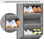 SLEEPING LAMB Over the Door Shoe Organizer for Closet, Short Hanging Shoe Rack with Large Deep Pockets, Narrow Door Sneaker Storage for Boots in RV, Dorm, Grey - Image 3