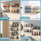 Spice Rack Wall Mount, Spice Organizer for Cabinet & Pantry Door, Set of 4 Hanging Spice Rack Saving Space for Kitchen, Black - Image 8