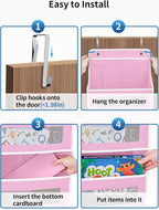 JARLINK Over the Door Organizer for Pantry, Bathroom, 5 Shelf Pink, 2 Pack | Anti-Tilt Design, 44 lb Load Capacity, Hanging Door Organizer with 5 Large Capacity Pockets, Behind Door Storage for Nursery - Image 7