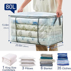 80L Clear Large Storage Bag for Clothes Comforters Blankets Pillows Bedding - Image 2