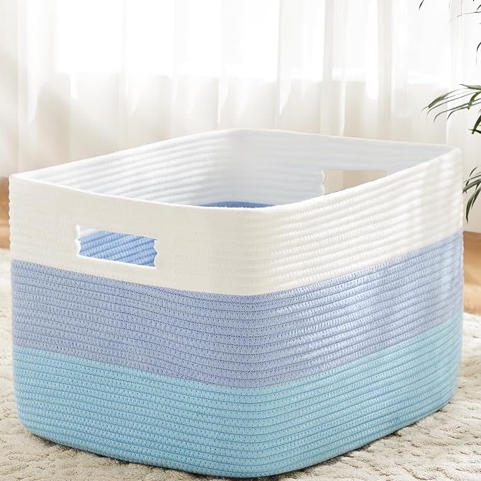 Artfeel Blanket Basket,Rectangle Woven Baskets for Storage,100L Laundry Basket for Decorative Nursery Blanket,Toys,Dirty Clothes and Magazine in Shelves,Baby Room,and Living Room by Artfeel