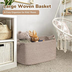 Goodpick Large Woven Rope Blanket Basket, Rectangle, Brown, 75L - Image 2