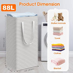 3-Pack Laundry Basket, Collapsible Laundry Hampers, 88L, Gray - Image 2