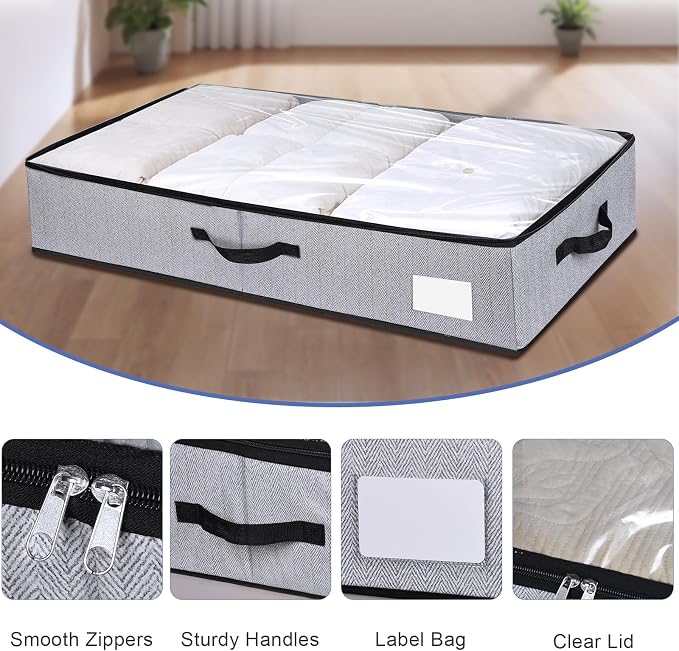 2 Pack Large Under Bed Storage Containers, Ultra-thick Fabric Underbed Bins - Image 5