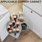 DWVO Corner Cabinet Pull-Out Organizer, 2-Tier Blind Corner Shelf with 270° Swing-Out Tray, Left Swing, Heavy-Duty Chrome Plated Iron, 32.7"x17.3"x21.3", Gray - Image 2