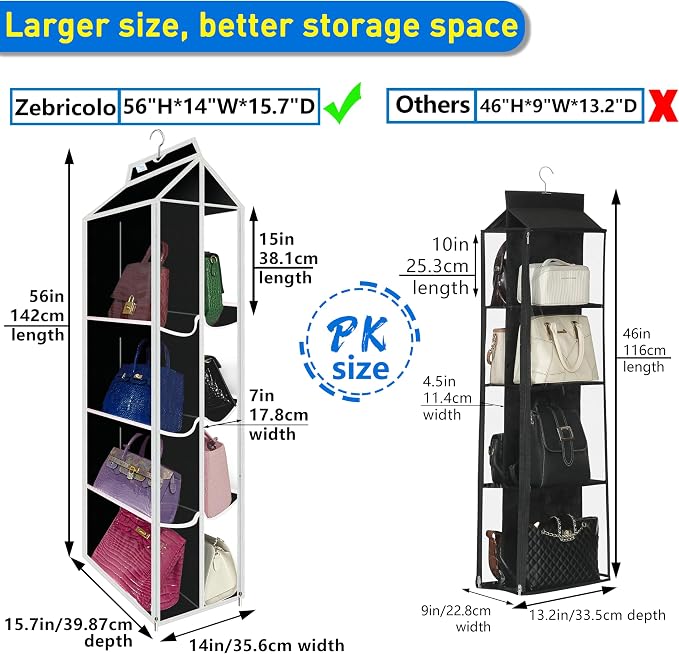 Purse Organizer for Closet, Heavy Duty Hanging Handbag Storage - Image 3