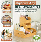 Potato and Onion Storage Bin for Pantry and Kitchen Counter - Ventilated Stackable Bamboo Organizer Baskets with Handles - Image 4