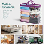 5PACK Clear Zippered Storage Bags for Clothes, 22L Closet Organizers Bag, and Blanket Storage Bags for Bedding, Linen, Blankets, Comforters, Clothing & Toys (Purple) - Image 9