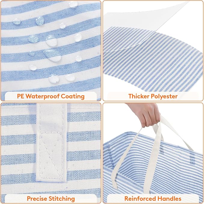 Lifewit 100L Large Laundry Baskets, 2 Pack, Reinforced Handles, Grey&Blue - Image 6