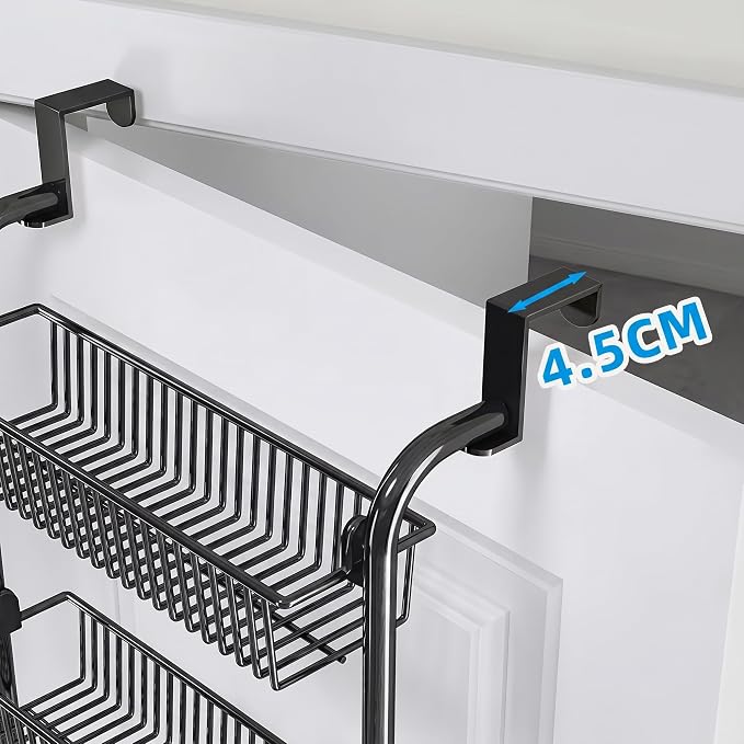 Over The Door Organizer, 6-Tier Carbon Steel Heavy Duty Hanging Storage, Kitchen Spice Rack Behind Door Caddy Shelf For Bathroom, Closets, Seasonings & Space Saver, Easy To Install - Image 8