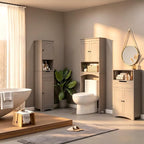 Bealife Over The Toilet Storage Cabinet with Open Shelf - Grey - Image 8