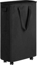 efluky Slim Laundry Hamper with Wheels, Rolling Laundry Basket for Clothes, Small Laundry Basket for Bedroom, Dorm and Laundry Room, 60L (12.7 Gallons) Black by efluky