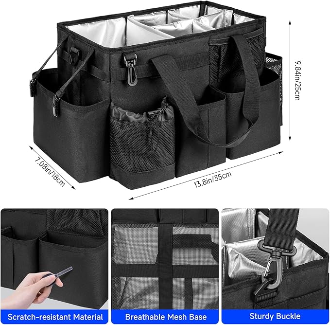 Cleaning Caddy Bag, Cleaning Supplies Organizer for Housekeepers, Housekeeping Caddy with Handle and Detachable Padded Cushion, Black - Image 4